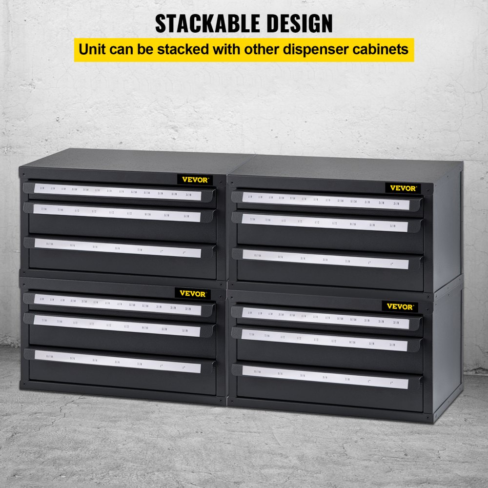 VEVOR Three-Drawer End Mill Dispenser Cabinet for Sizes 1/8"-1"/3.18-25.4 mm