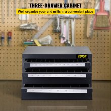 VEVOR Three-Drawer End Mill Dispenser Cabinet for Sizes 1/8"-1"/3.18-25.4 mm