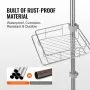 VEVOR Shower Corner Caddy Tension Pole, 42" to 114" High, Multi-Functional Shower Tension Pole with Strong Load-Bearing Tray, Rust-Proof Easy-to-Install Tension Pole, Fit for Bathroom & Washroom