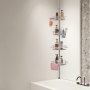 VEVOR Shower Corner Caddy Tension Pole, 42" to 114" High, Multi-Functional Shower Tension Pole with Strong Load-Bearing Tray, Rust-Proof Easy-to-Install Tension Pole, Fit for Bathroom & Washroom