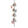 VEVOR Shower Corner Caddy Tension Pole, 42" to 114" High, Multi-Functional Shower Tension Pole with Strong Load-Bearing Tray, Rust-Proof Easy-to-Install Tension Pole, Fit for Bathroom & Washroom