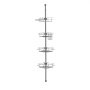 VEVOR Shower Corner Caddy Tension Pole, 42" to 114" High, Multi-Functional Shower Tension Pole with Strong Load-Bearing Tray, Rust-Proof Easy-to-Install Tension Pole, Fit for Bathroom & Washroom
