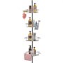 VEVOR Shower Corner Caddy Tension Pole, 42" to 114" High, Multi-Functional Shower Tension Pole with Strong Load-Bearing Tray, Rust-Proof Easy-to-Install Tension Pole, Fit for Bathroom & Washroom