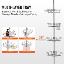 VEVOR 42" to 114" High Shower Corner Caddy Tension Pole Rust-Proof Tension Pole