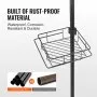 VEVOR Shower Corner Caddy Tension Pole, 42" to 114" High, Multi-Functional Shower Tension Pole with Strong Load-Bearing Tray, Rust-Proof Easy-to-Install Tension Pole, Fit for Bathroom & Washroom