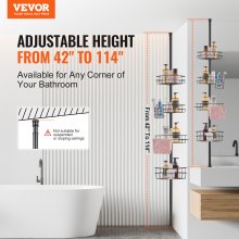 VEVOR 42" to 114" High Shower Corner Caddy Tension Pole Rust-Proof Tension Pole