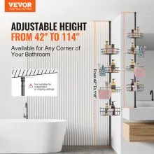 VEVOR 42" to 114" High Shower Corner Caddy Tension Pole Rust-Proof Tension Pole