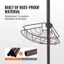 VEVOR Shower Corner Caddy Tension Pole, 56" to 114" High, Multi-Functional Shower Tension Pole with Strong Load-Bearing Tray, Rust-Proof Easy-to-Install Tension Pole, Fit for Bathroom & Washroom