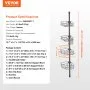 VEVOR Shower Corner Caddy Tension Pole, 56" to 114" High, Multi-Functional Shower Tension Pole with Strong Load-Bearing Tray, Rust-Proof Easy-to-Install Tension Pole, Fit for Bathroom & Washroom