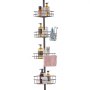 VEVOR Shower Corner Caddy Tension Pole, 56" to 114" High, Multi-Functional Shower Tension Pole with Strong Load-Bearing Tray, Rust-Proof Easy-to-Install Tension Pole, Fit for Bathroom & Washroom