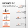 VEVOR Shower Corner Caddy Tension Pole, 56" to 114" High, Multi-Functional Shower Tension Pole with Strong Load-Bearing Tray, Rust-Proof Easy-to-Install Tension Pole, Fit for Bathroom & Washroom
