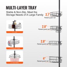 VEVOR 56" to 114" High Shower Corner Caddy Tension Pole Rust-Proof Tension Pole