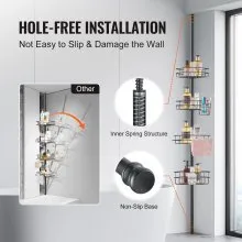VEVOR 56" to 114" High Shower Corner Caddy Tension Pole Rust-Proof Tension Pole