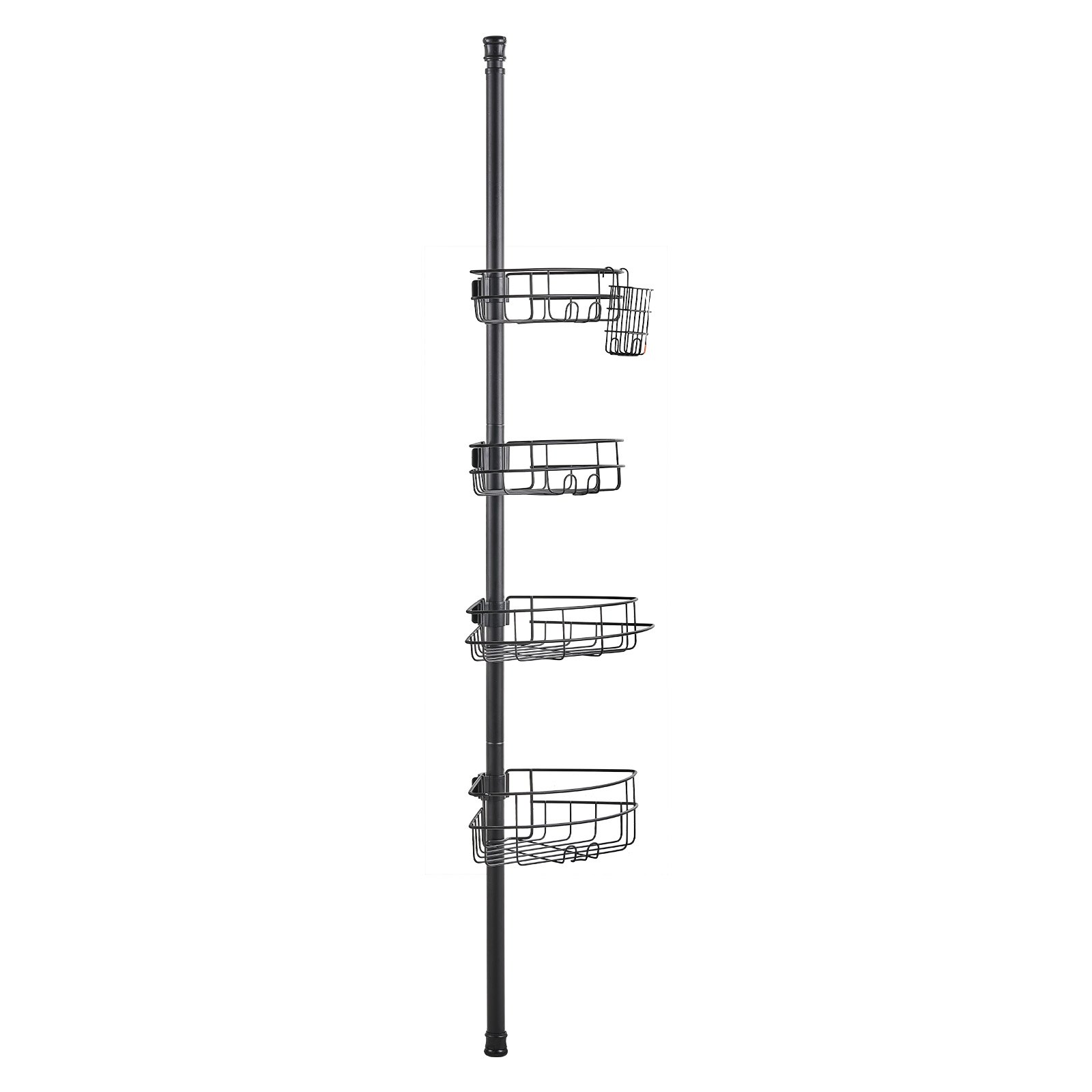 VEVOR Shower Corner Caddy Tension Pole, 56" to 114" High, Multi-Functional Shower Tension Pole with Strong Load-Bearing Tray, Rust-Proof Easy-to-Install Tension Pole, Fit for Bathroom & Washroom
