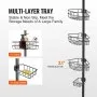 VEVOR Shower Corner Caddy Tension Pole, 39" to 125" High, Multi-Functional Shower Tension Pole with Strong Load-Bearing Tray, Rust-Proof Easy-to-Install Tension Pole, Fit for Bathroom & Washroom