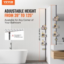 VEVOR 39" to 125" High Shower Corner Caddy Tension Pole Rust-Proof Tension Pole