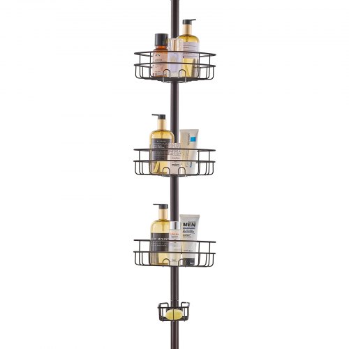 VEVOR 39" to 125" High Shower Corner Caddy Tension Pole Rust-Proof Tension Pole