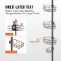 VEVOR Shower Corner Caddy Tension Pole, 39" to 125" High, Multi-Functional Shower Tension Pole with Strong Load-Bearing Tray, Rust-Proof Easy-to-Install Tension Pole, Fit for Bathroom & Washroom