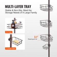 VEVOR 39" to 125" High Shower Corner Caddy Tension Pole Rust-Proof Tension Pole