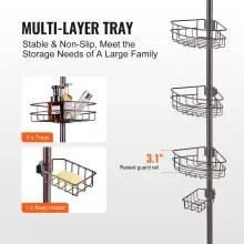 VEVOR 39" to 125" High Shower Corner Caddy Tension Pole Rust-Proof Tension Pole