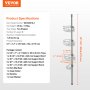 VEVOR 39" to 125" High Shower Corner Caddy Tension Pole Rust-Proof Tension Pole