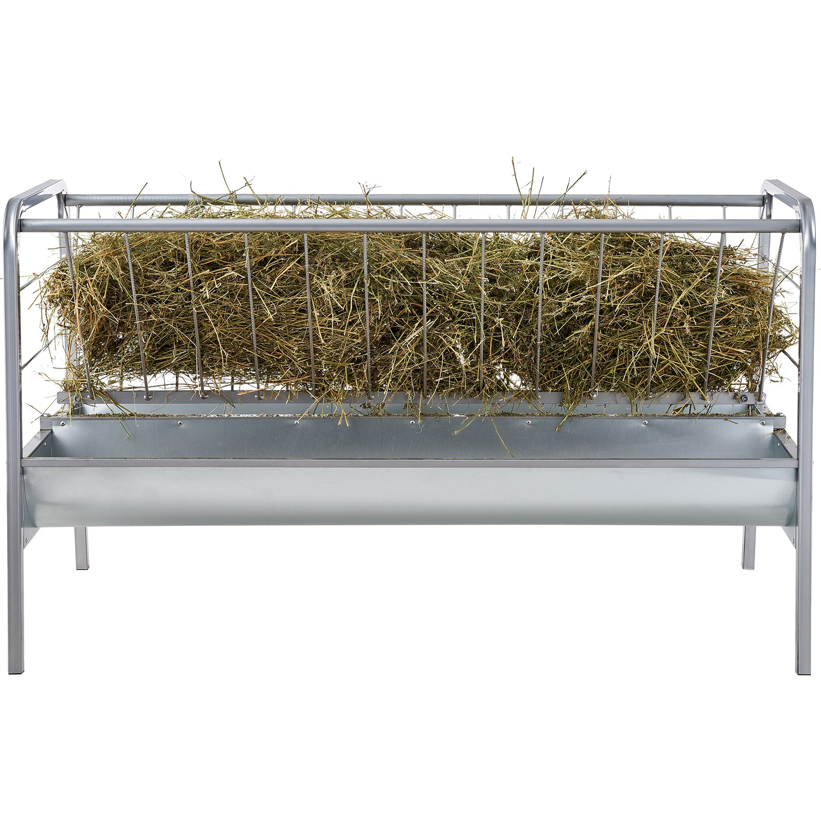VEVOR Livestock Hay Feeder, 2 in 1 Grain & Hay Feeder, 80-Gallon Capacity Pasture Feeder, 59" Long Goat Hay Feeder with Deeper Feeding Pan, Heavy Duty Steel Grain & Hay Holder for Sheep Farms Sheds