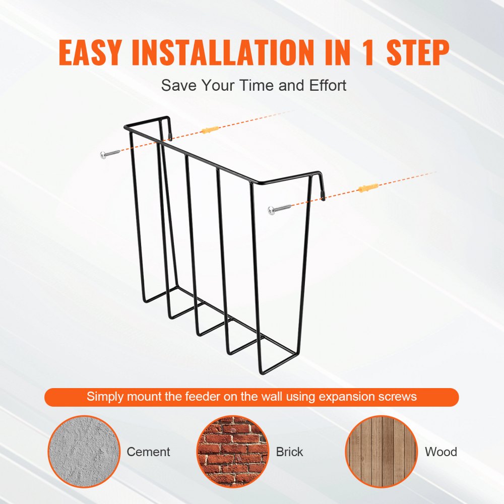 VEVOR Livestock Hay Feeder, 24 Gallons Large Capacity, Heavy-Duty Steel Goat Hay Rack, 27'' Long Wall Mounted Horse Hay Holder, Multiple Sided Feeding Rack for Sheep Farm Livestock Indoor Outdoor