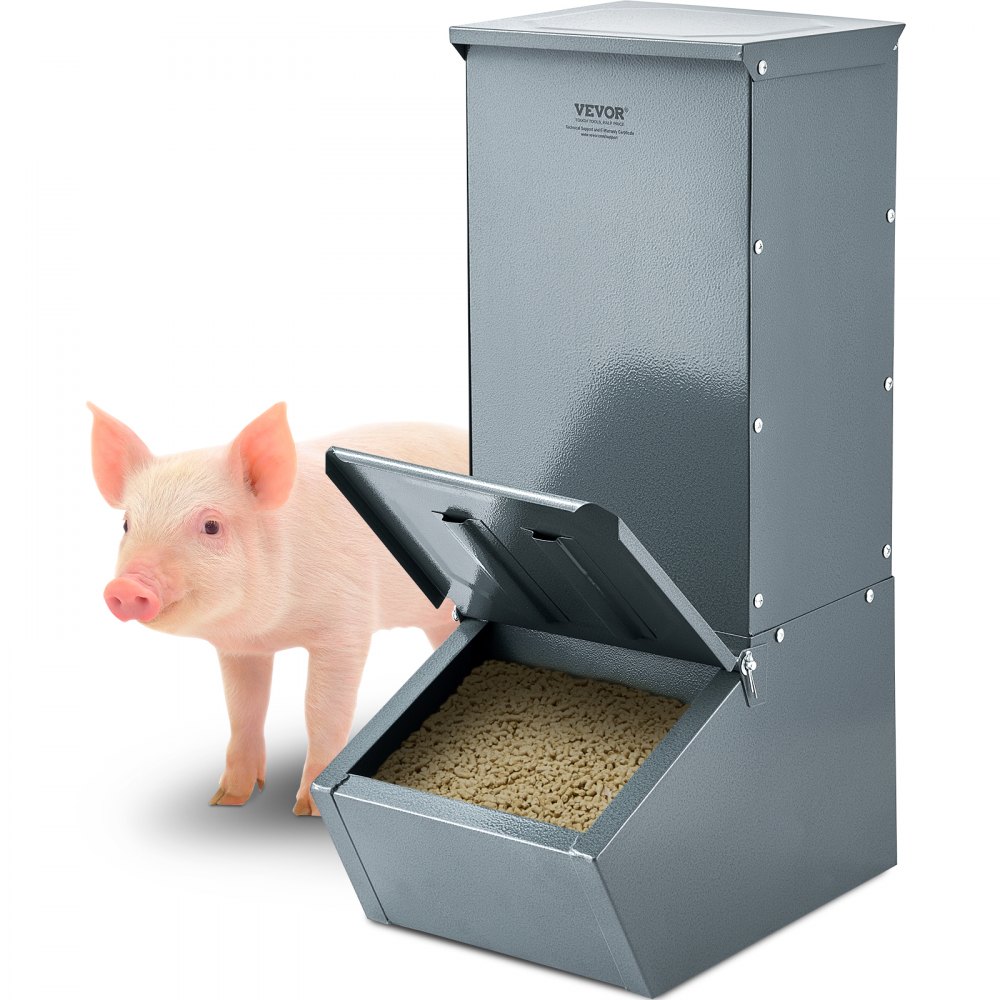 VEVOR Hog Feeder 2.2 Bushel Metal Double Door Pig Feeder Feeding up to 5 Hogs