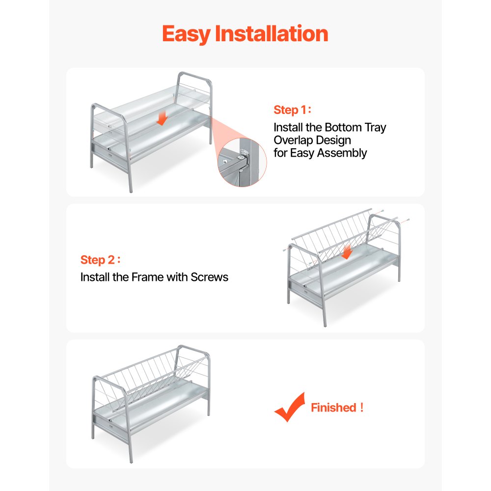 VEVOR Livestock Hay Feeder, 2 in 1 Grain & Hay Feeder, 300L Capacity, 147 cm Long Goat Pasture Feeding with Deeper Feeding Pan, Heavy Duty Steel Grain Holder for Sheep Sheds, Farms, Horse Barns, Yards