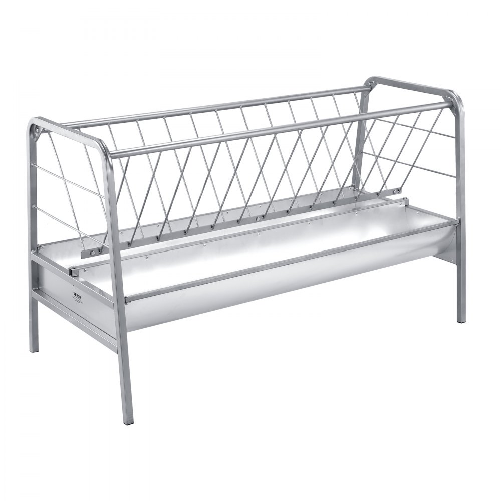 VEVOR Livestock Hay Feeder, 2 in 1 Grain & Hay Feeder, 300L Capacity, 147 cm Long Goat Pasture Feeding with Deeper Feeding Pan, Heavy Duty Steel Grain Holder for Sheep Sheds, Farms, Horse Barns, Yards