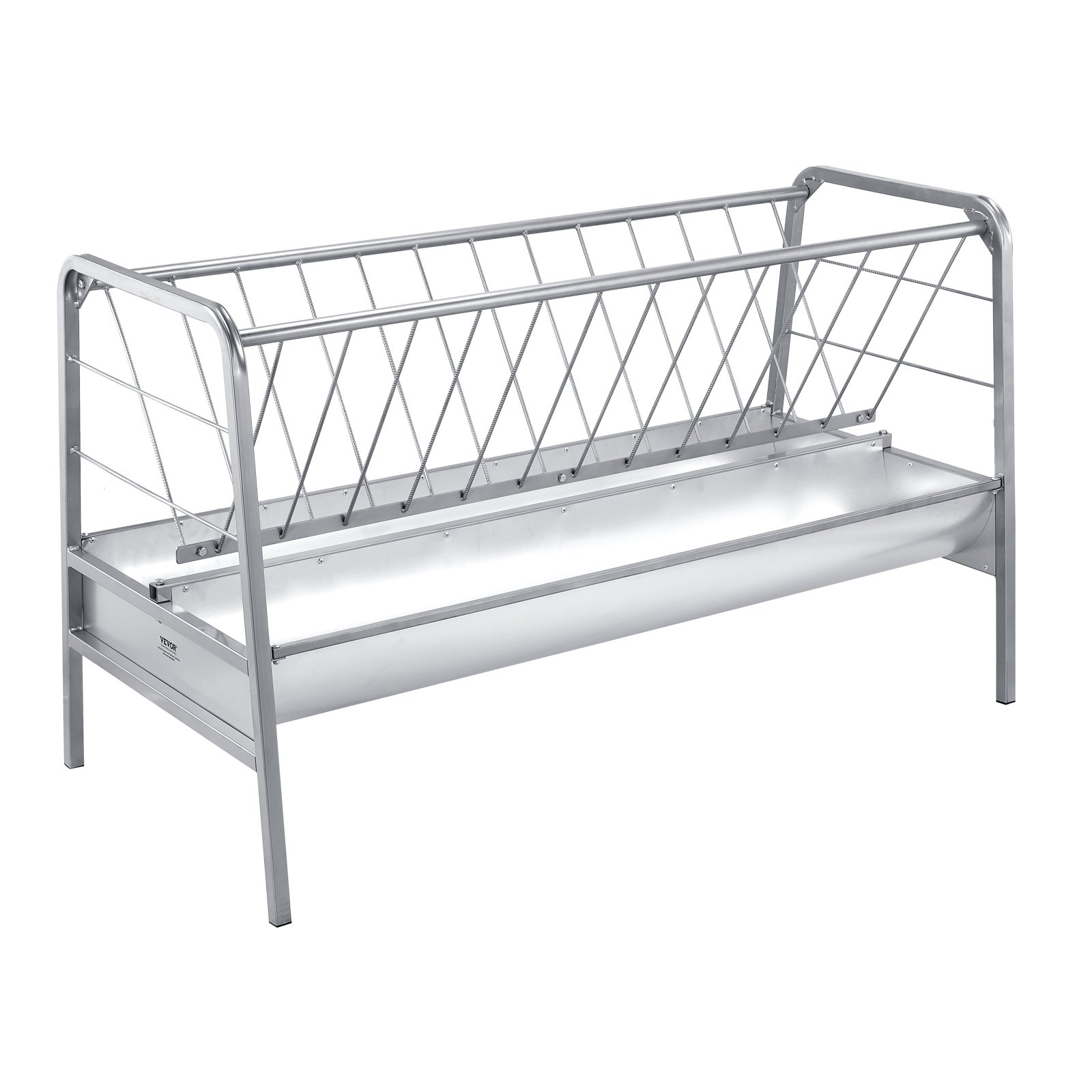 VEVOR Livestock Hay Feeder, 2 in 1 Grain & Hay Feeder, 300L Capacity, 147 cm Long Goat Pasture Feeding with Deeper Feeding Pan, Heavy Duty Steel Grain Holder for Sheep Sheds, Farms, Horse Barns, Yards