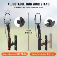 VEVOR Livestock Trimming Stand, Goat & Sheep Stand 9.37-12.8 inch Adjustable Height 0-5.4 inch Width, Metal Goat Milking and Shearing Stand Attachment Nose Loop Headpiece, Black