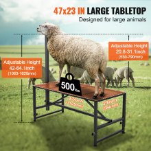 Support pour chèvres et moutons VEVOR, support pour bétail 47x23 pouces, support de traite et de tonte du bétail en métal, hauteur réglable de 21" à 33", avec tête et boucle de nez, poids de charge de 500 lb, noir