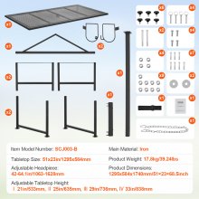 VEVOR Goat & Sheep Stand, 51x23 inch Livestock Stand, Metal Livestock Milking and Shearing Stand 21" to 33" Adjustable Height, with Headpiece and Nose Loop, 500lbs Loading Weight, Black