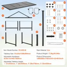 VEVOR Goat & Sheep Stand, 51x23 inch Livestock Stand, Metal Livestock Milking and Shearing Stand 21" to 33" Adjustable Height, with Headpiece and Nose Loop, 500lbs Loading Weight, Black