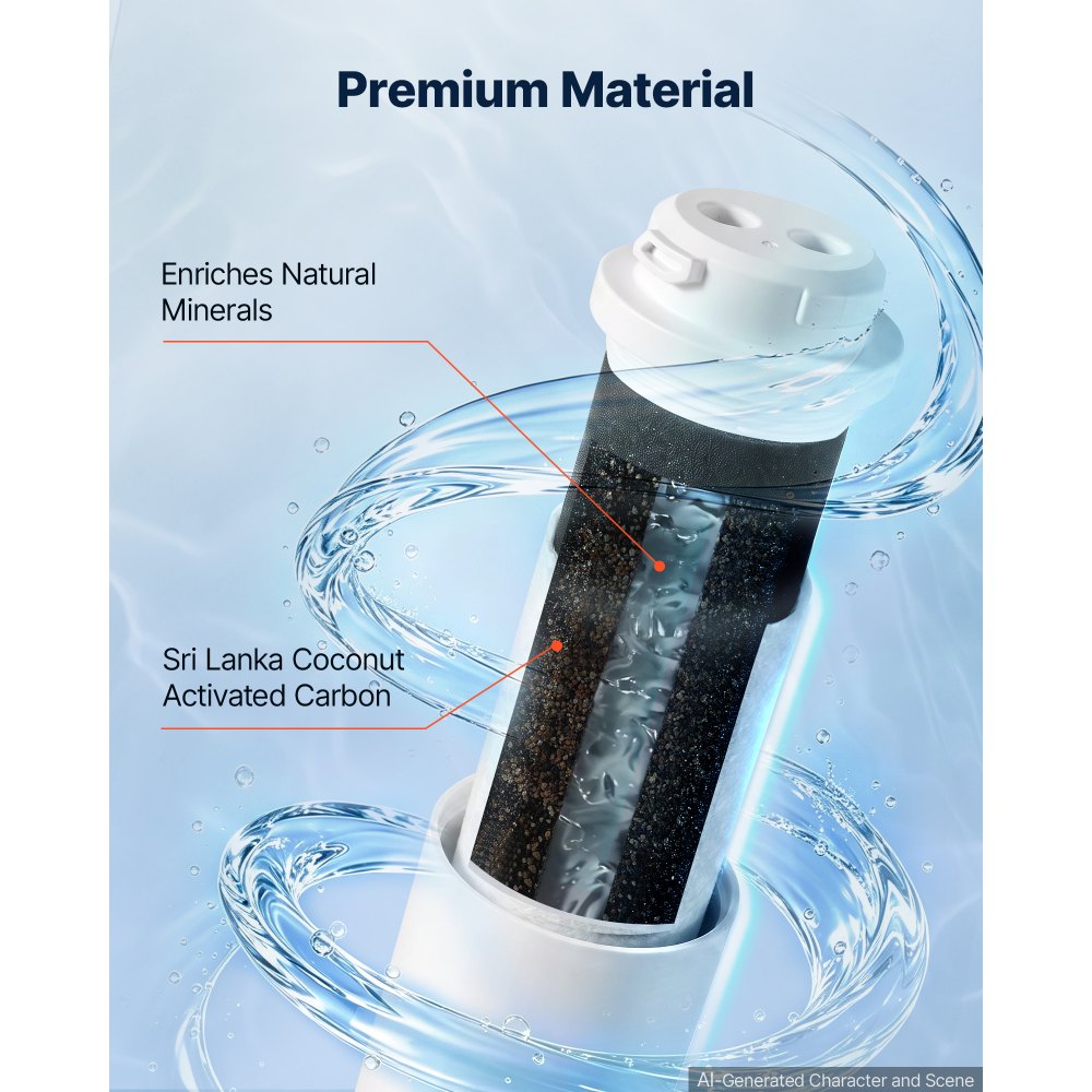 VEVOR Reverse Osmosis System GAC Activated Carbon Replacement Filter for RO, Easy Replacement for 12 Months, Reduces Discoloration and Odor, Fits RO System SS-201/SS-202/SS-203/SS-204/SS-205/SS-206