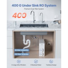 Reverse Osmosis System 400 GPD 8-stage Tankless Under Sink Water Filter System