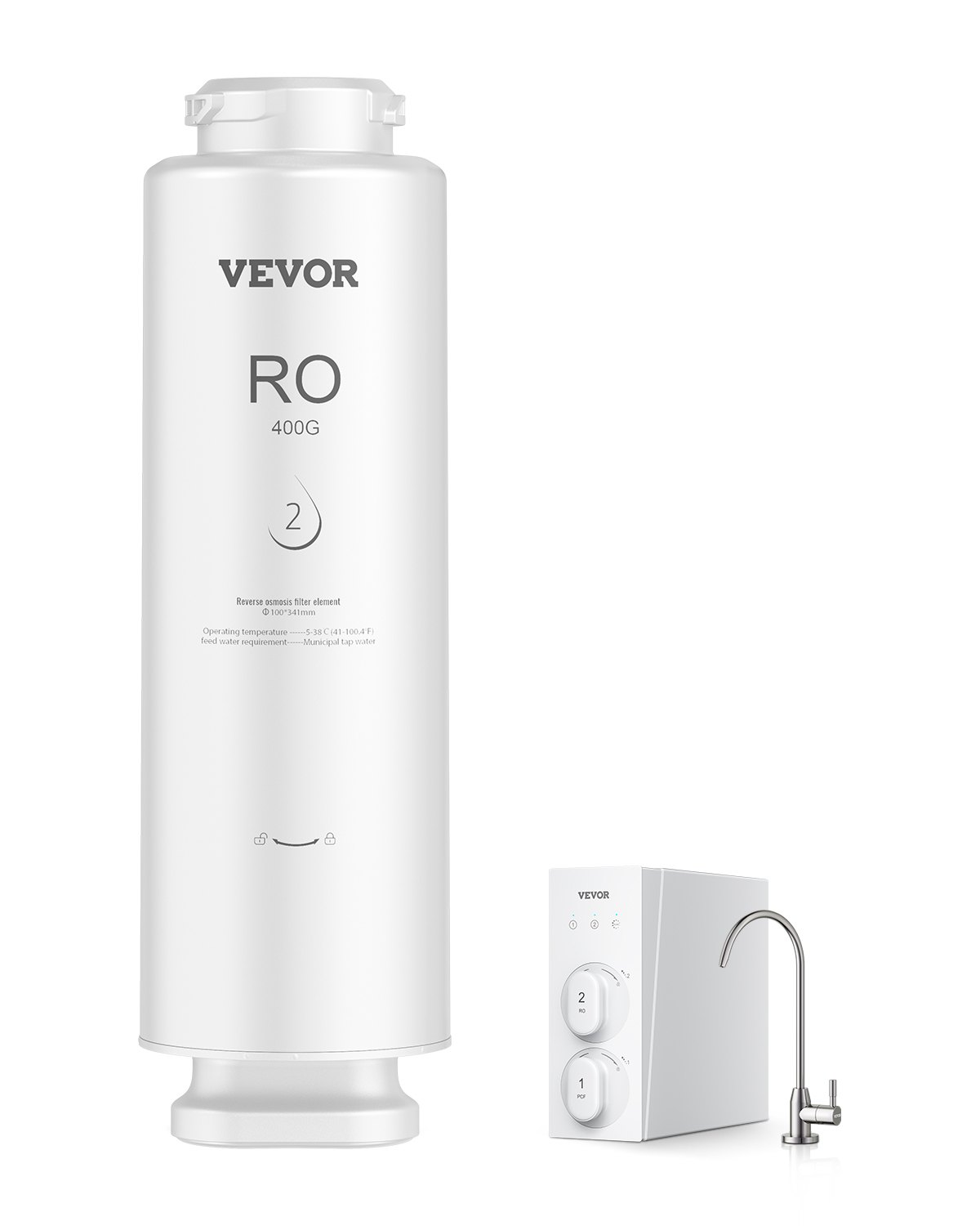 VEVOR Reverse Osmosis System, 400 GPD 9-stage Reverse Osmosis Water Filter Replacement, RO Filter Cartridge for 24 Months, Reduces Lead, Chlorine, Rust, Compatible with SS-001 Under Sink Water Filter