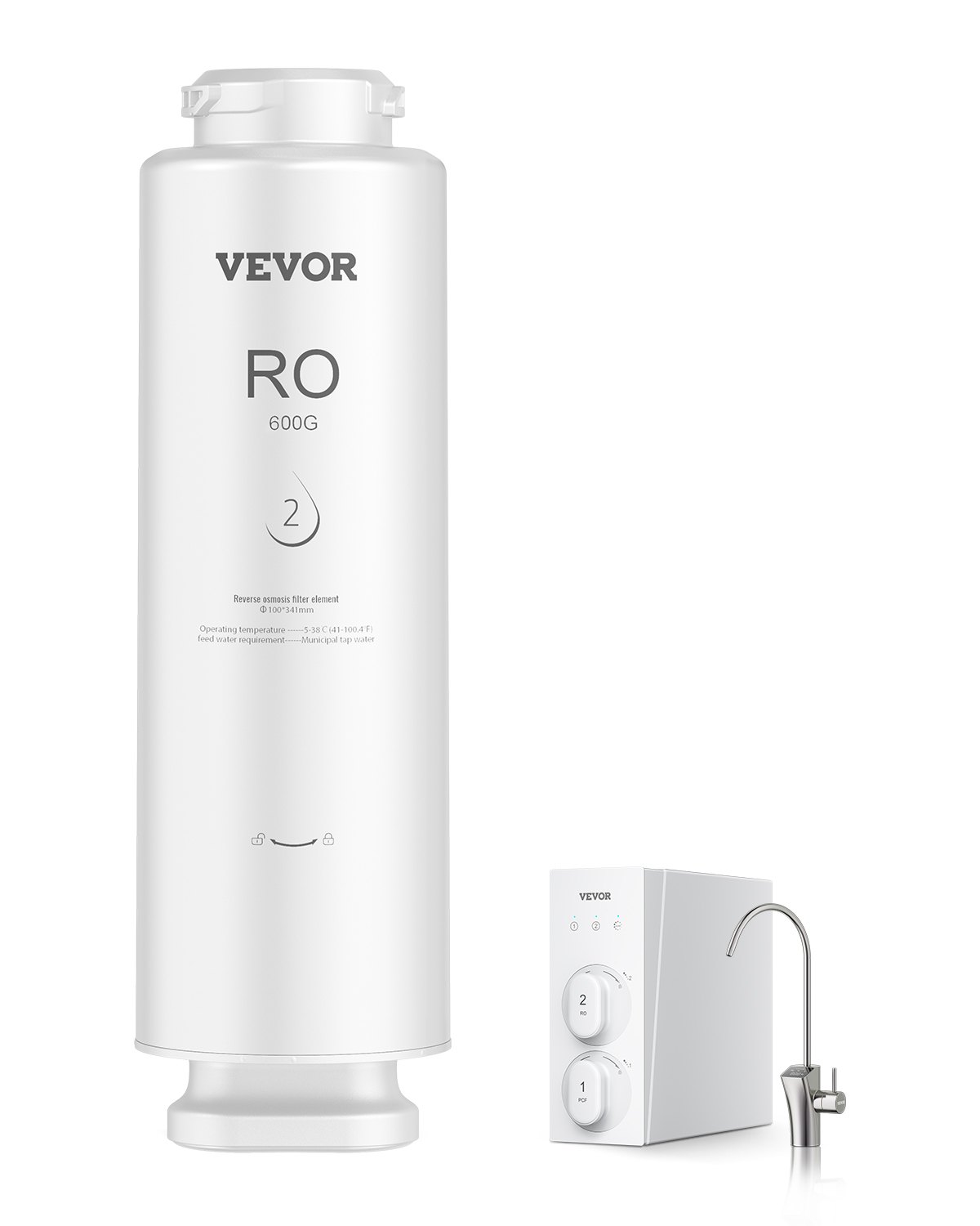 Sistema de ósmosis inversa VEVOR, repuesto de filtro de agua de ósmosis inversa de 10 etapas y 600 GPD, cartucho de filtro de ósmosis inversa con 24 meses de vida útil, reduce el plomo y el cloro, compatible con el filtro de agua bajo fregadero SS-003.