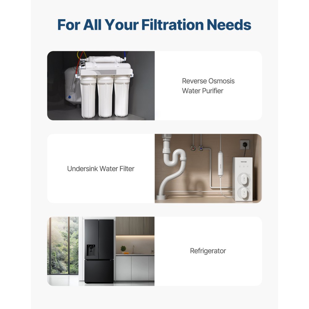 VEVOR Remineralization Filter, 1100 Gallons Remineralization Water Filter Replacement, 1/4" Quick Connect Mineral Filter, Restore Essential Minerals for Water Purifier, Under Sink Water Filter System