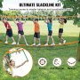 Kit VEVOR Slackline cu linie de antrenament, echipament de linie slackline de 60 de picioare în curte, frânghie strânsă de configurare ușoară pentru copii adulți, set complet de slackline cu protecție pentru copaci, antrenor pentru brațe, geantă de transport și instrucțiuni