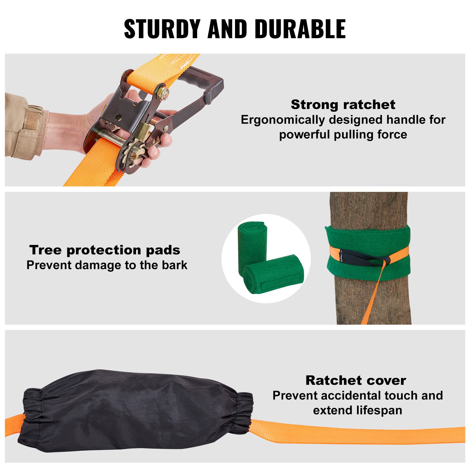 VEVOR Slackline Kit with Training Line, 18.3m Backyard Slack Line Equipment, Easy Setup Tight Rope for Kids Adults, Complete Slackline Set with Tree Protectors, Arm Trainer, Carry Bag, and Instruction