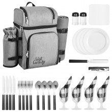 VEVOR Beach Picnic Backpack Bag for 4 Person with Cooler Compartment Grey