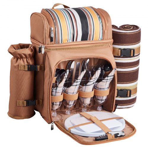 all in one picnic travel backpack plates cutlery set Backpack- Picnic this picnic backpack for camping is both wear Picnic Basket Utensils