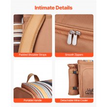 VEVOR Beach Picnic Backpack Bag for 4 Person with Cooler Compartment Brown