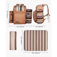 VEVOR Beach Picnic Backpack Bag for 4 Person with Cooler Compartment Brown