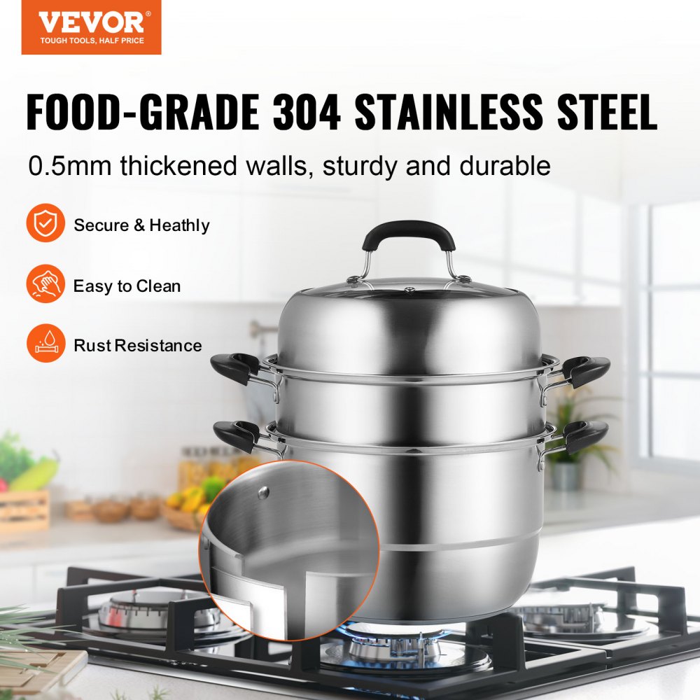 Olla de vapor para cocinar 4 niveles de acero inoxidable para alimentos,  vaporizador de verduras, olla de vapor, olla de cocina, vaporeras para