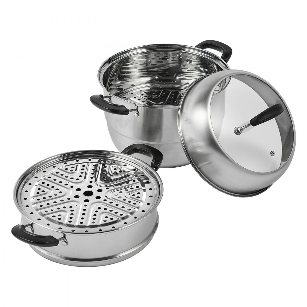 Cooking Steamer with 4 Tiers, 11-Inch Stainless Steel Steamer Pot