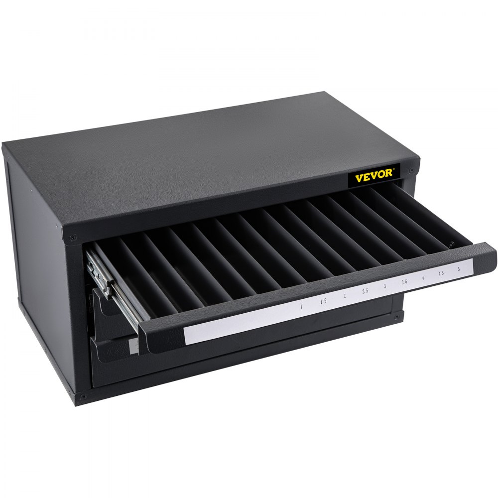 VEVOR Drill Bit Dispenser Cabinet, Three-Drawer Drill Bit Dispenser, Drill Bit Organizer Cabinet, Drill Dispenser Organizer Cabinet for Metric Sizes 1-13 mm/0.04-0.51 inch in 0.5 mm/0.02" Increments