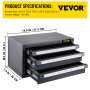VEVOR Three-Drawer Drill Dispenser Organizer Cabinet for 1/16"-1/2"/1.59-12.7 mm